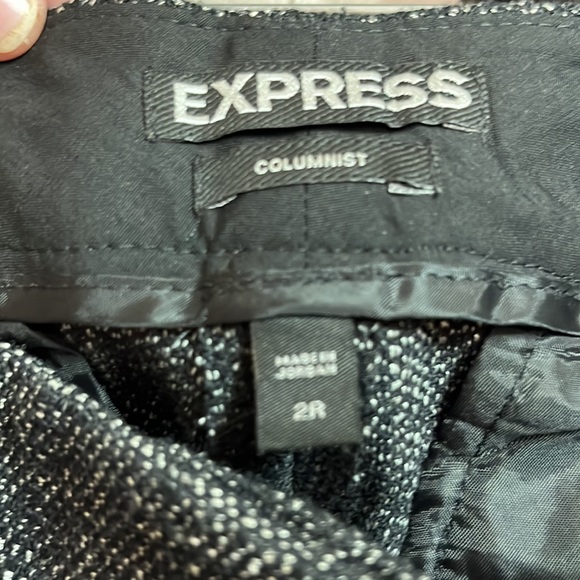 NWOT Express columnist 2R textured tweed looking material black & light grey. - Picture 7 of 12
